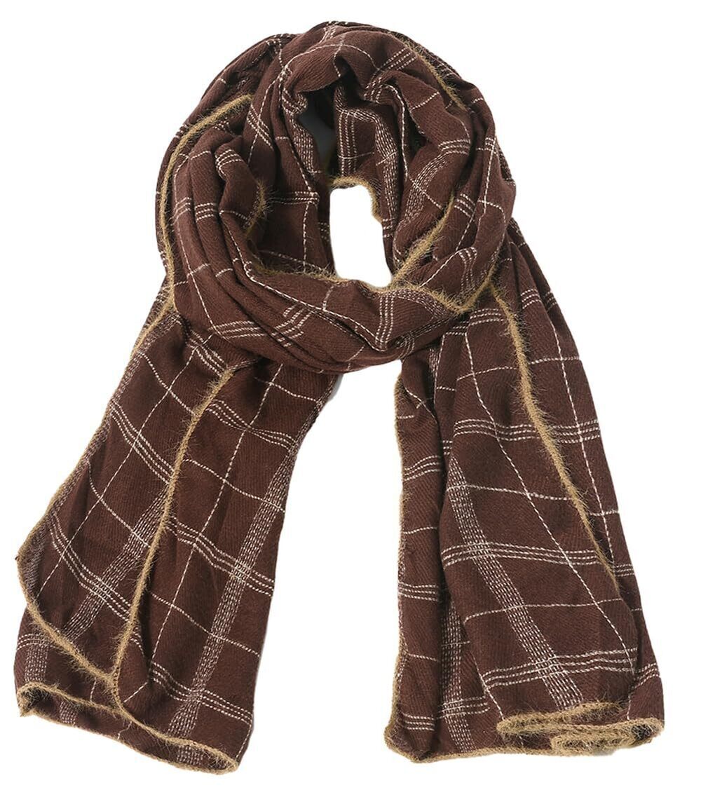 2989 Winter Cashmere Scarf Stripes Warm Soft Scarves with Tassel Luxurious
